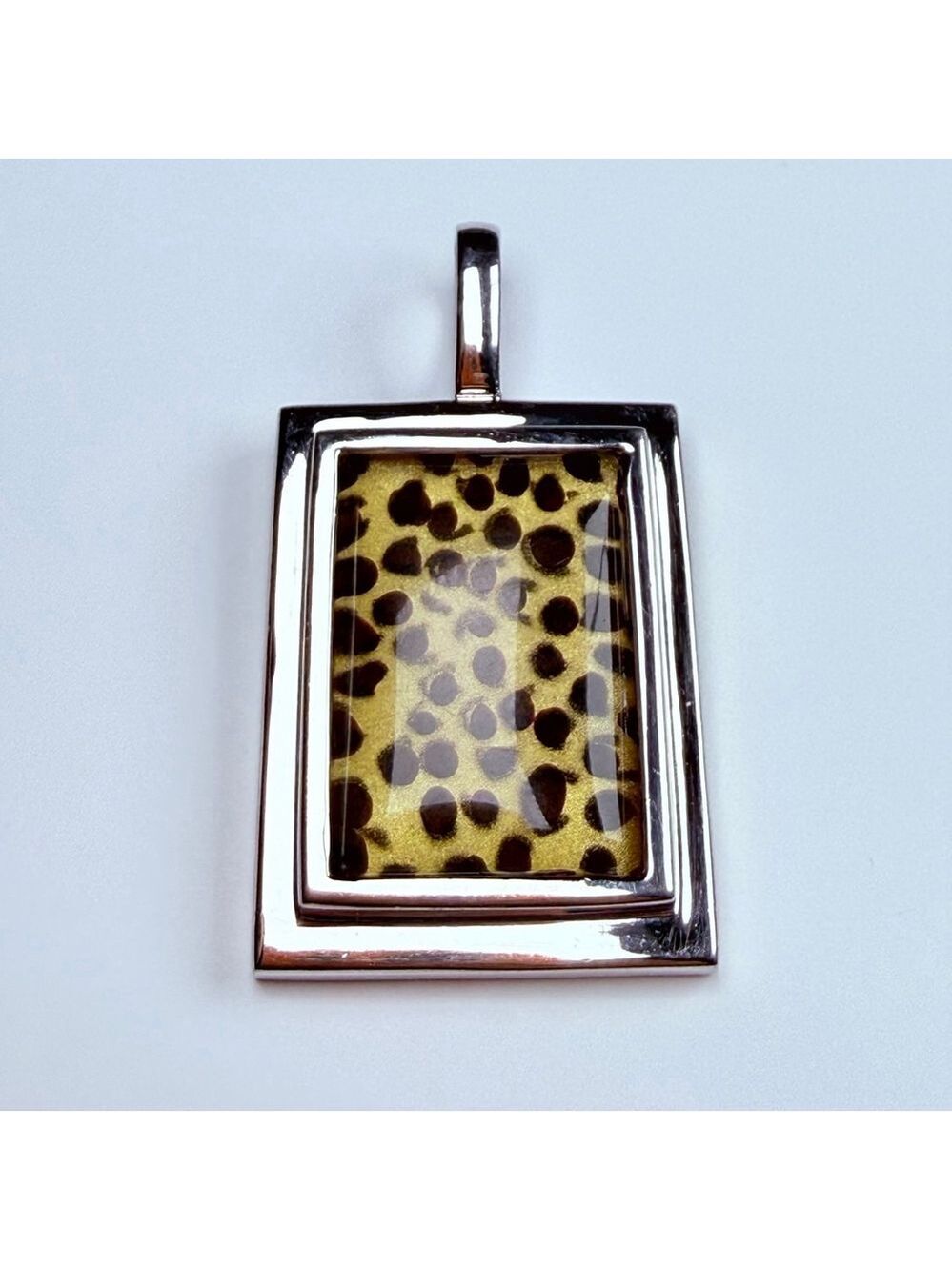 SETA Leopard Print Frame Avant Garde Sterling Silver 925 VTG 80's Glam Pendant